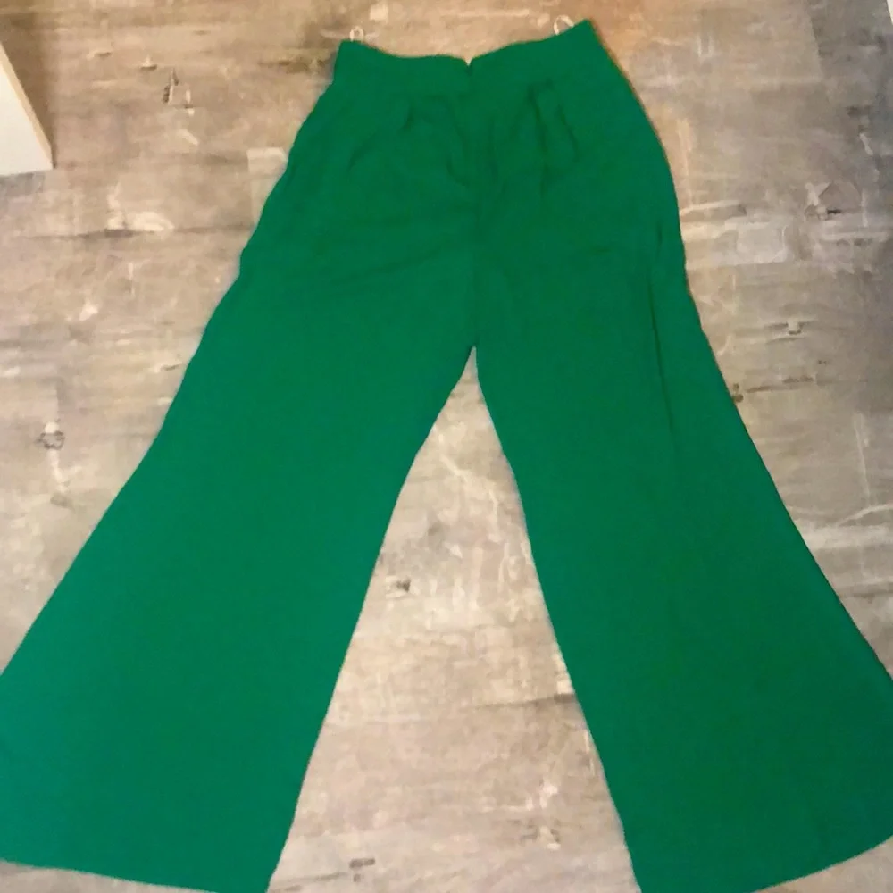 Never worn wide leg flair green dress pant with back zip detail - Picture 3 of 3